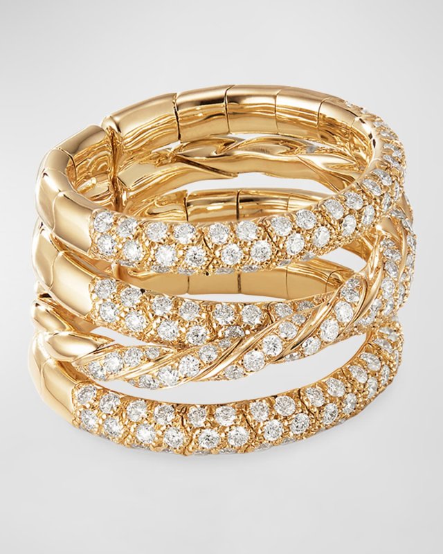 18k Gold Paveflex Four-Row Diamond Ring