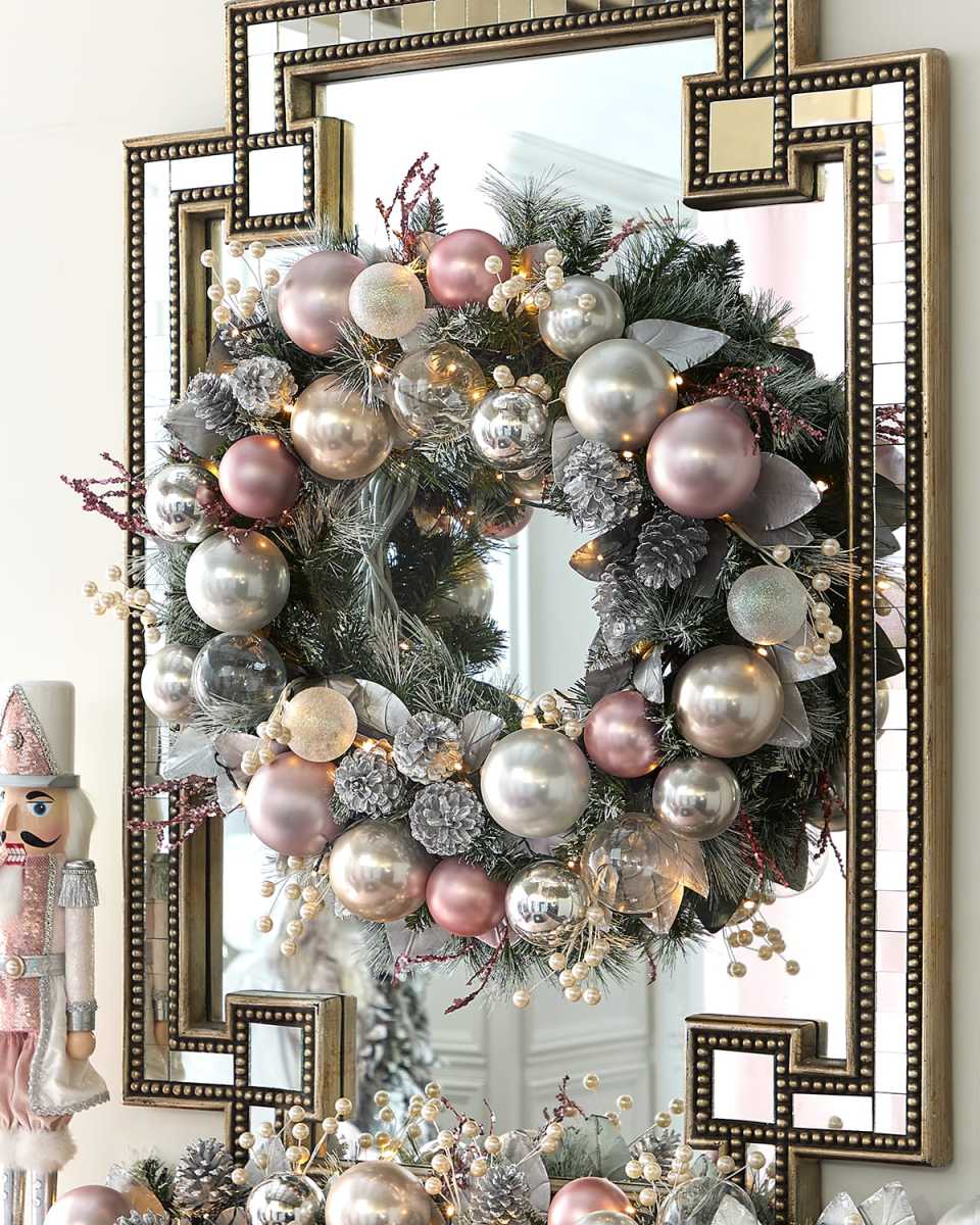 28" Blush Christmas Pre-Lit Wreath