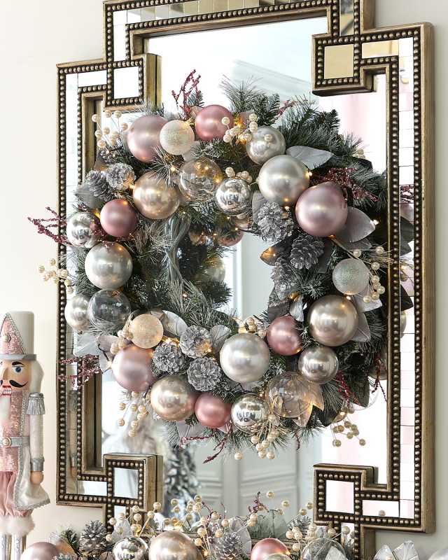 28" Blush Christmas Pre-Lit Wreath