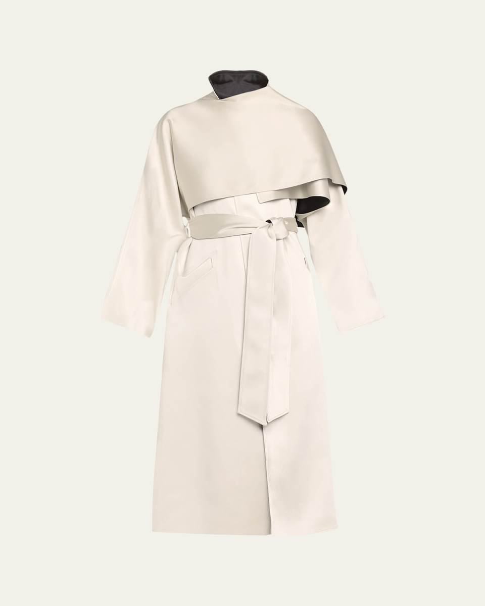 Wrapped Double-Faced Satin Trench Coat