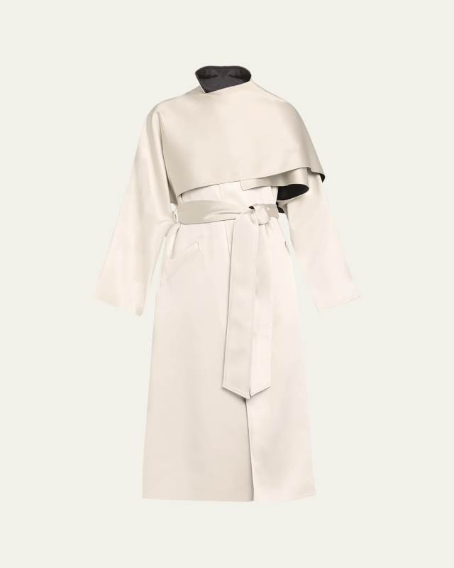 Wrapped Double-Faced Satin Trench Coat