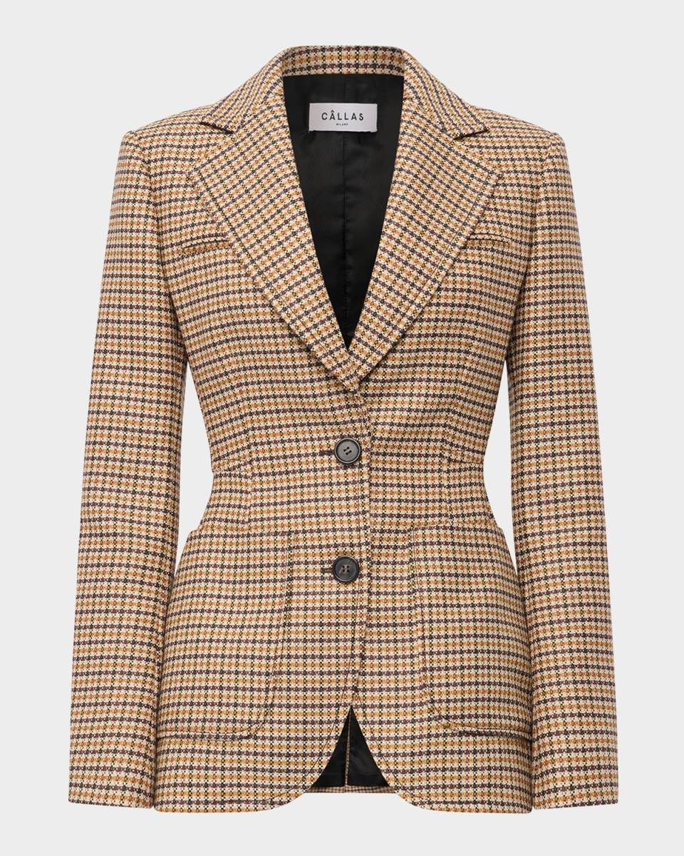 Marlene Tailored Plaid Virgin Wool Jacket
