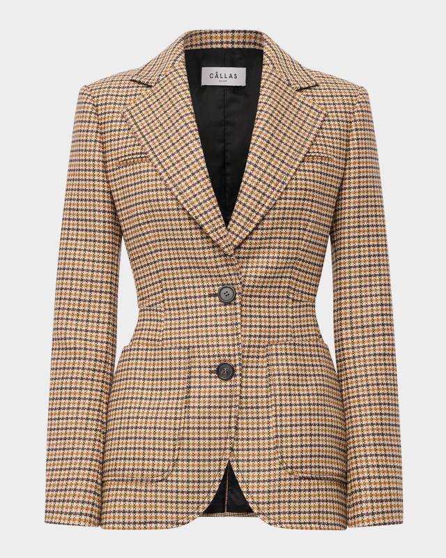 Marlene Tailored Plaid Virgin Wool Jacket