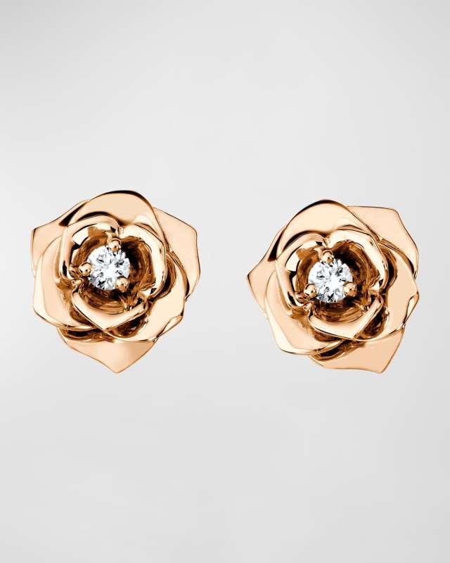 Rose Gold Rose Diamond Stud Earrings