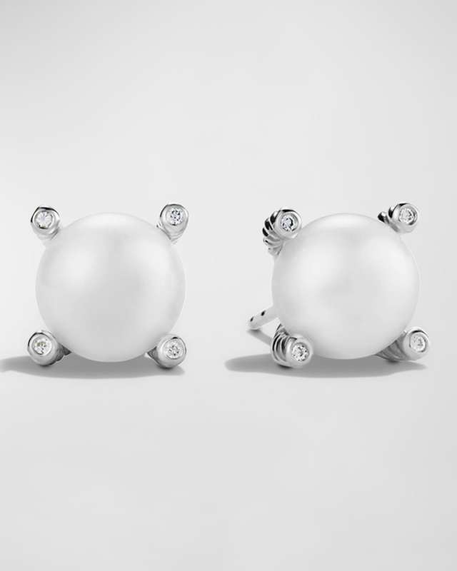 Pearl Earrings with Diamonds