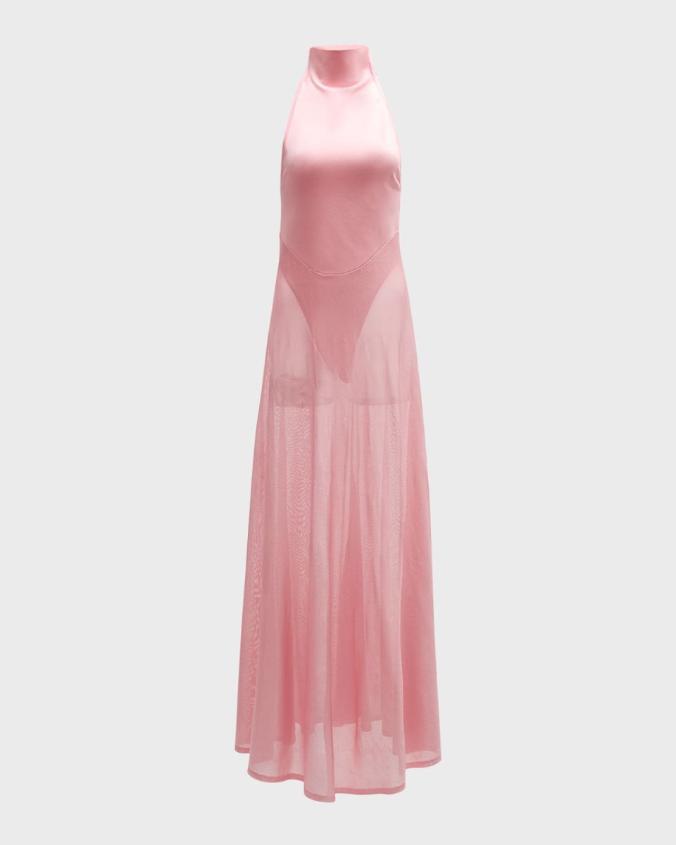 Halter Sheer Flared Dress