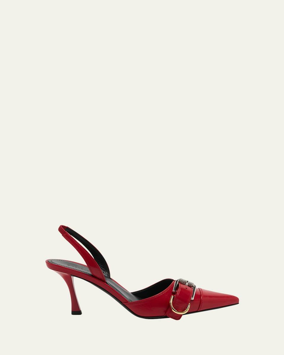 Voyou Leather Buckle Slingback Pumps
