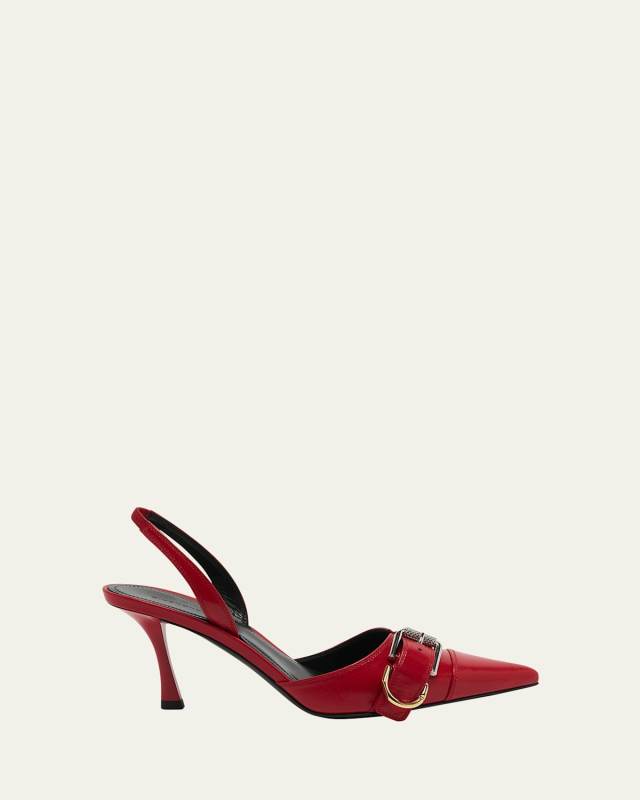 Voyou Leather Buckle Slingback Pumps