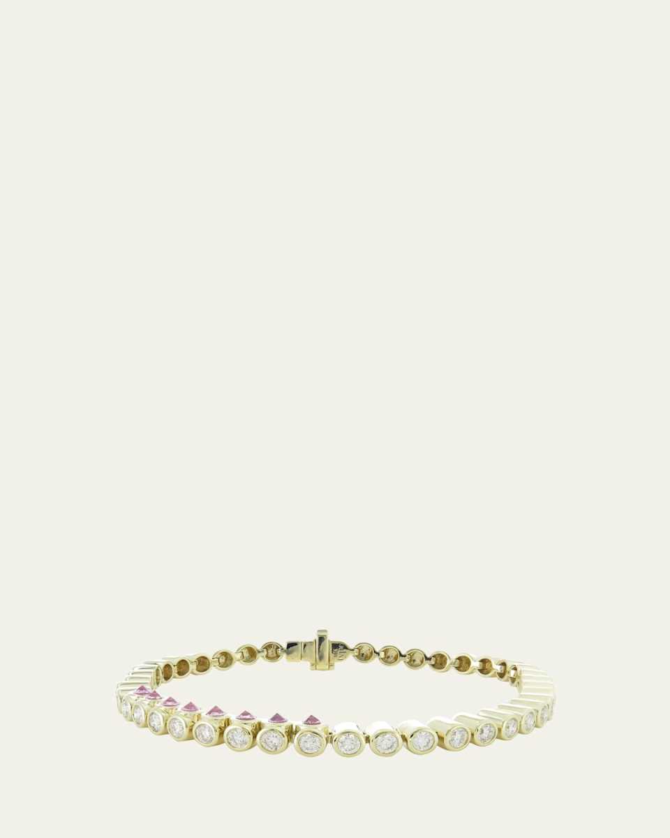 Leggo Sideway Pink Sapphire and Diamond Tennis Bracelet