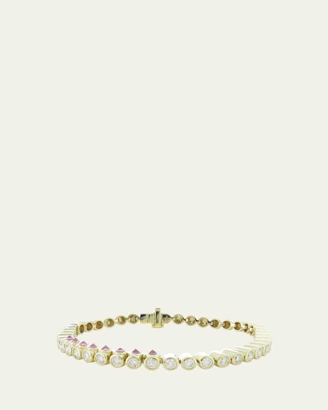 Leggo Sideway Pink Sapphire and Diamond Tennis Bracelet