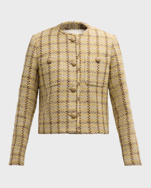 Button-Down Woven Plaid Jacket