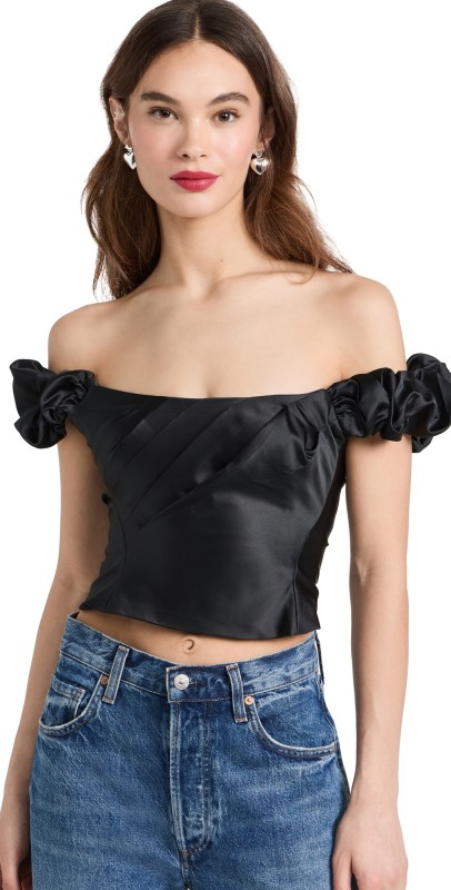 LoveShackFancy Ileana Top Black