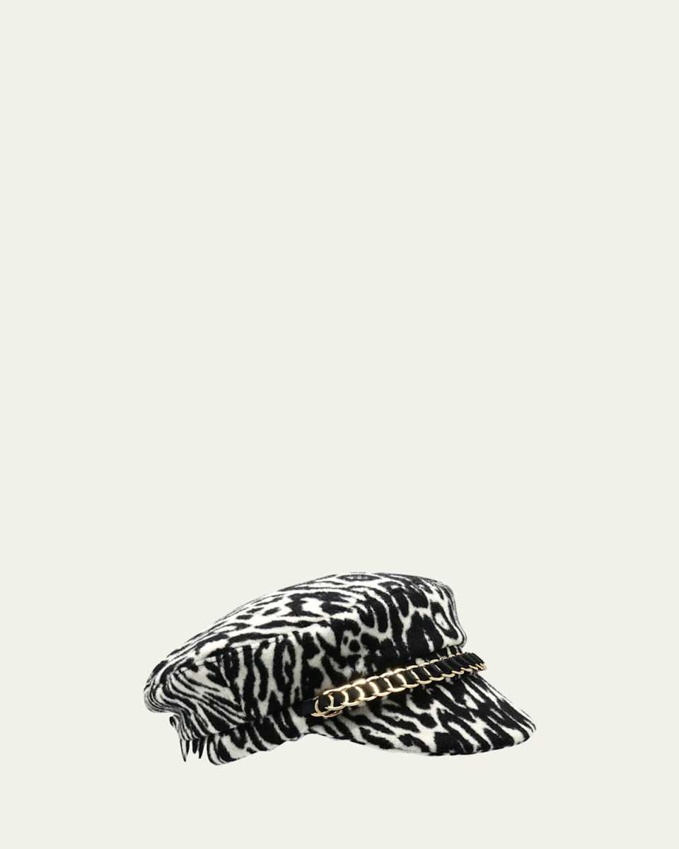 Animal Print Wool Newsboy Cap