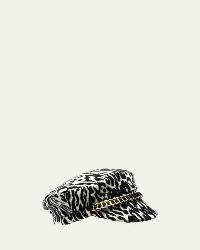 Animal Print Wool Newsboy Cap
