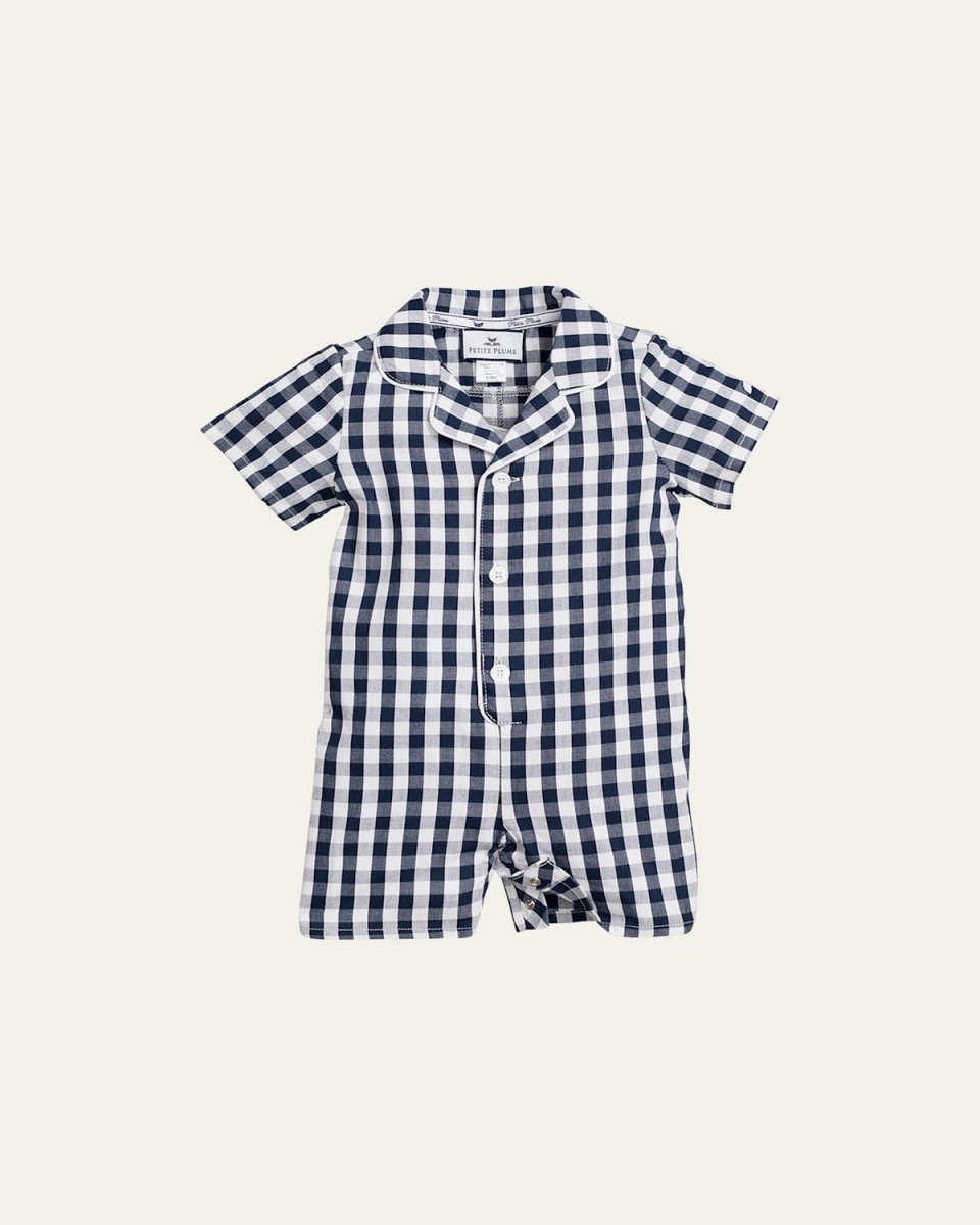Girl's Gingham Check Romper, Size Newborn-24