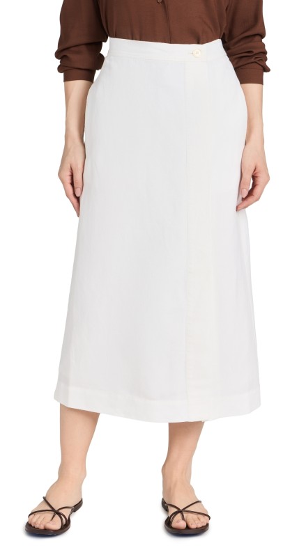 Alex Mill Button Front Skirt In Twill Ecru