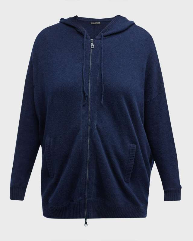 Plus Size Cashmere Zip-Front Hoodie