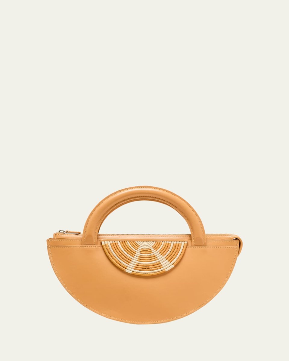 Medani XL Leather & Straw Top-Handle Bag