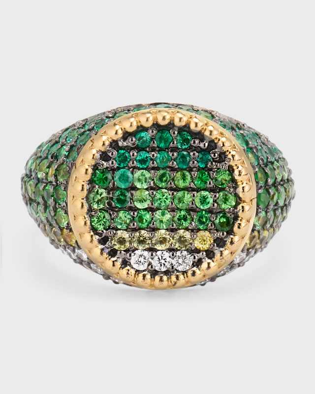 Northern Light Emerald and Diamond Pinky Ring, Size 4