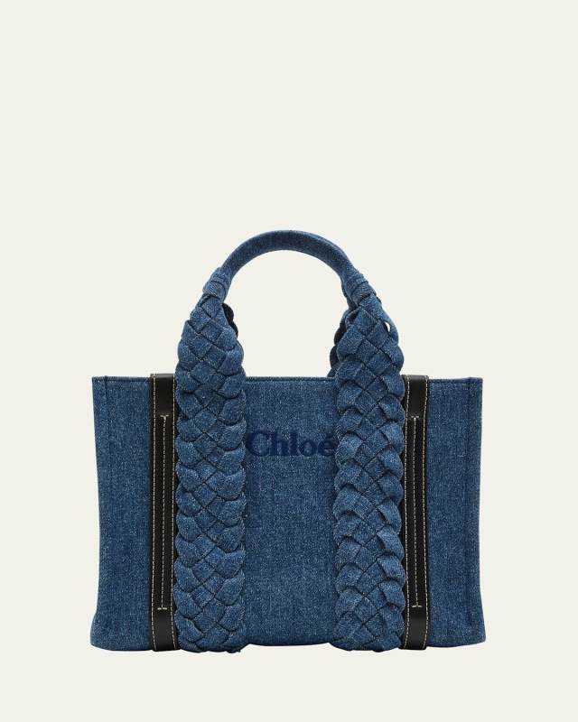 Woody Small Denim Shopper Tote Bag