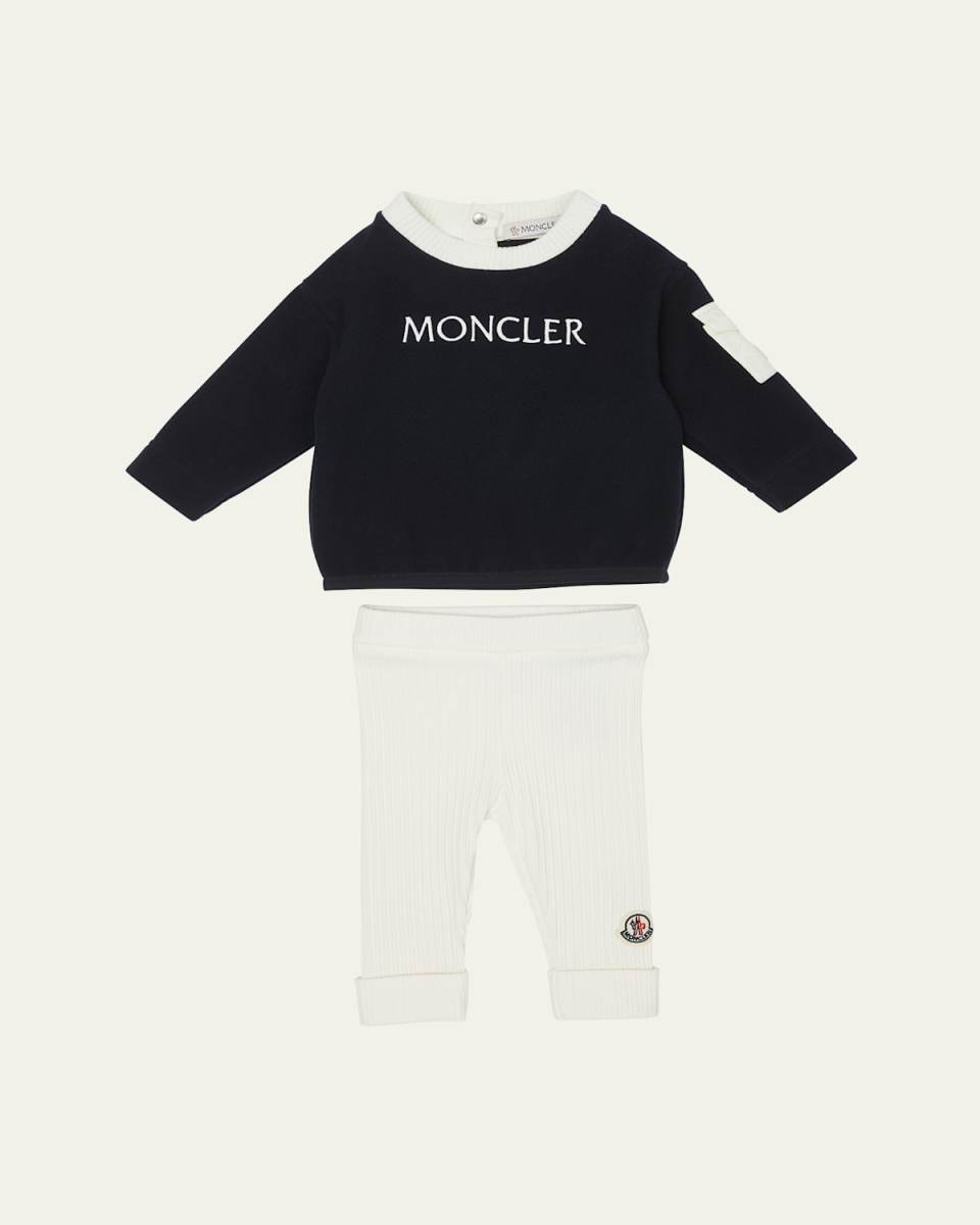 Boy's Embroidered Logo-Print Two-Piece Knitted Set, Size 9M-
