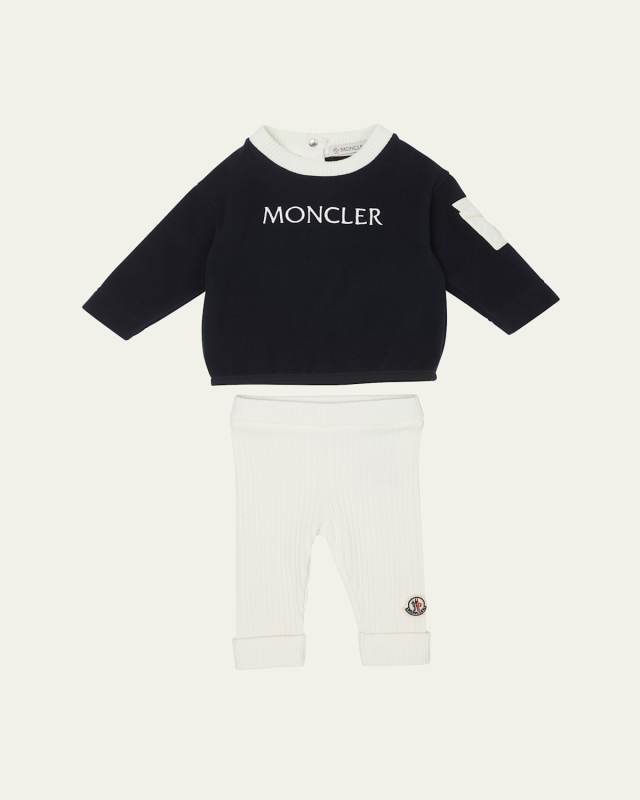 Boy's Embroidered Logo-Print Two-Piece Knitted Set, Size 9M-