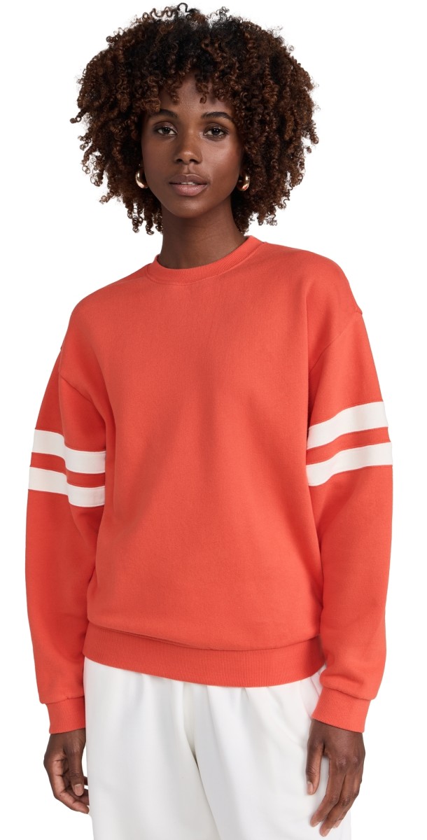 Clare V. Oversized Varsity Sweatshirt Bright Poppy