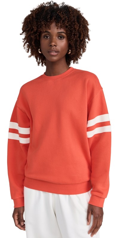 Clare V. Oversized Varsity Sweatshirt Bright Poppy