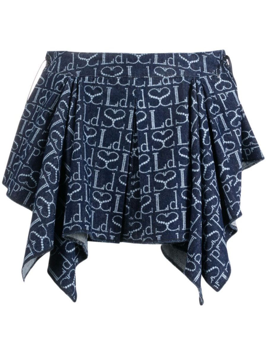 monogram-pattern asymmetric miniskirt