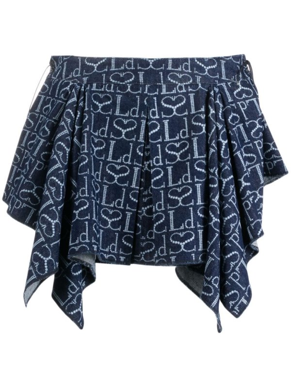 monogram-pattern asymmetric miniskirt
