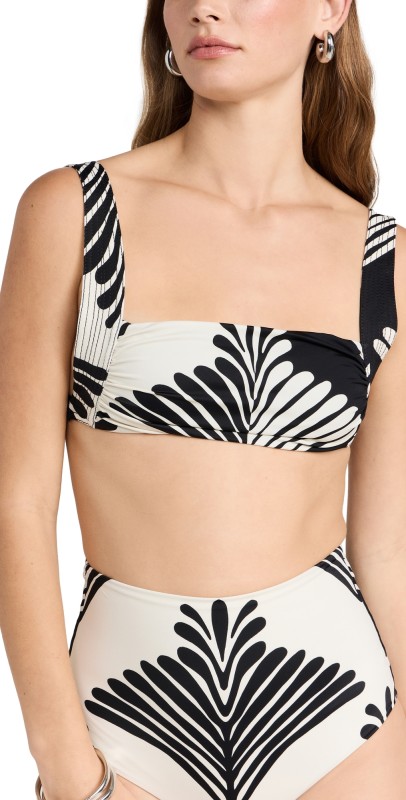 Johanna Ortiz Turkana Bikini Top Fans Black / Ecru
