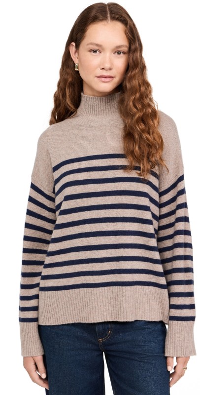 DEMYLEE Paige Stripe Sweater Heather Brown/Navy