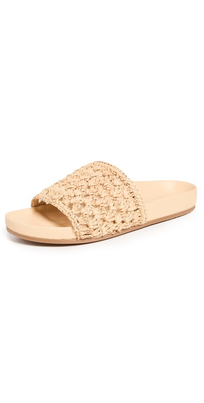Loeffler Randall Henri Crochet Raffia Band Footbed Sandals Natural