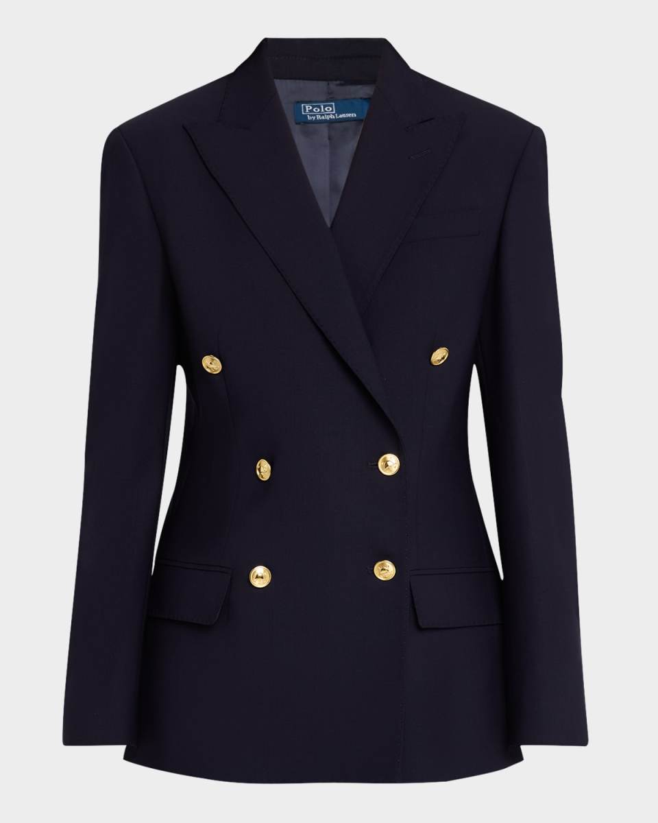 Double-Breasted Stretch Wool Blazer
