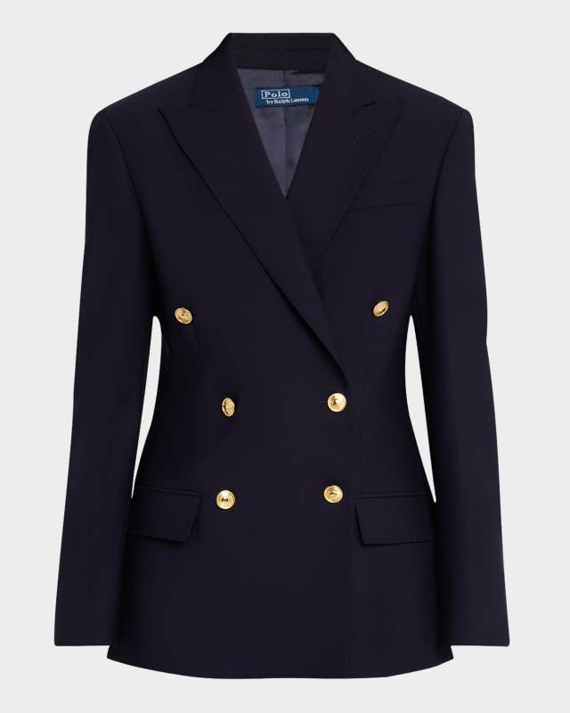 Double-Breasted Stretch Wool Blazer