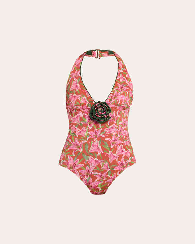 Rosette Halter One-Piece Swimsuit