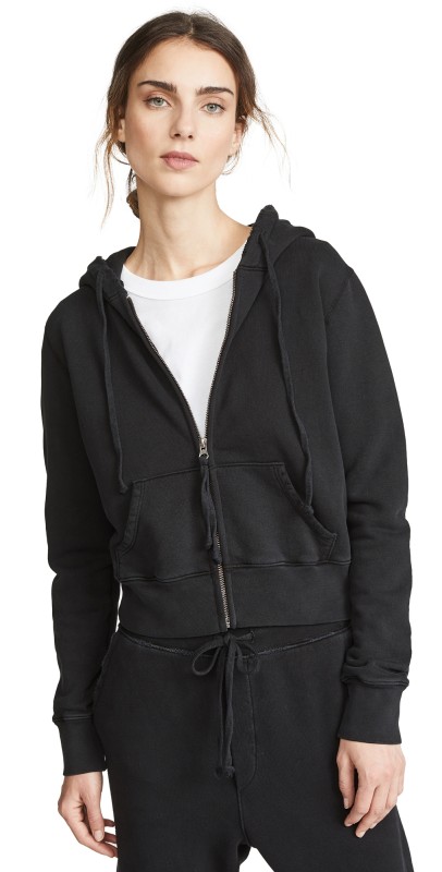 Nili Lotan Callie Zip Hoodie Washed Black
