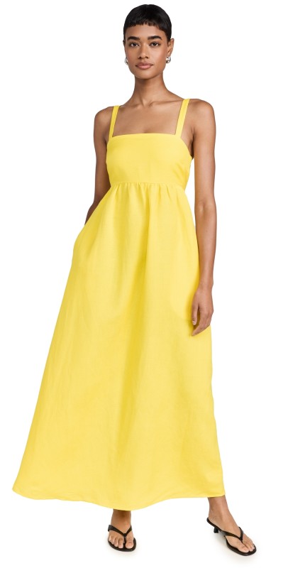 L'AGENCE Jessamy Empire Waist Dress Laser Lemon