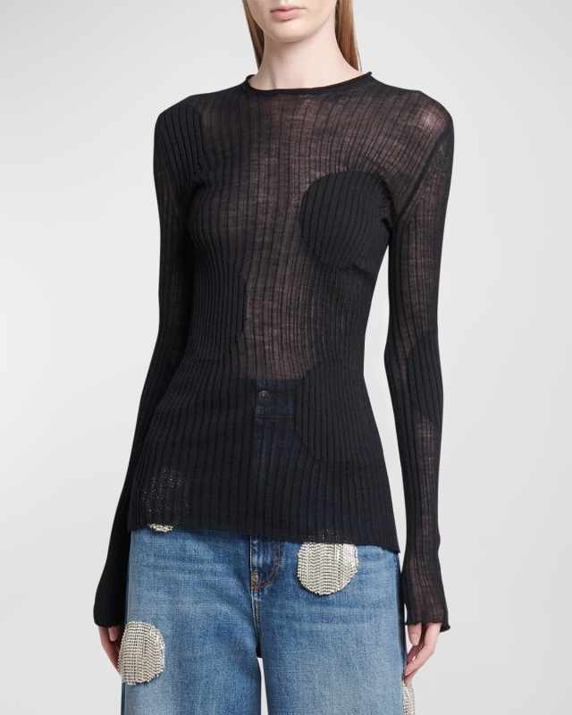 Polka Dot Sheer Wool Top