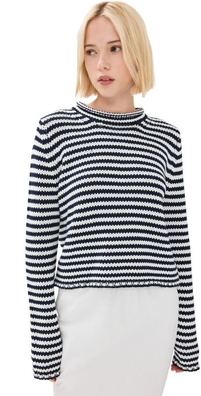 La Ligne Fine Stripe Mini Marina Sweater Navy/Cream