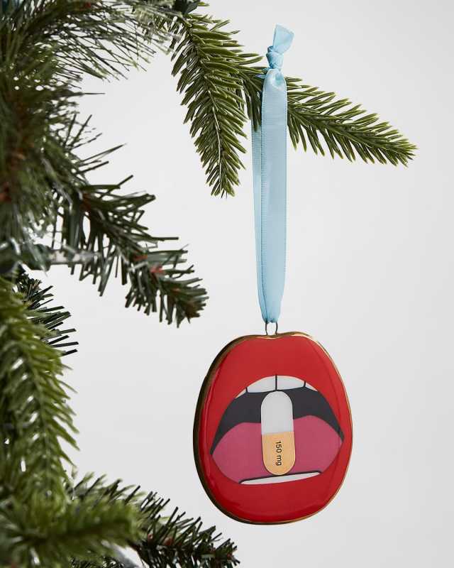 Lips Happy Pill Christmas Ornament
