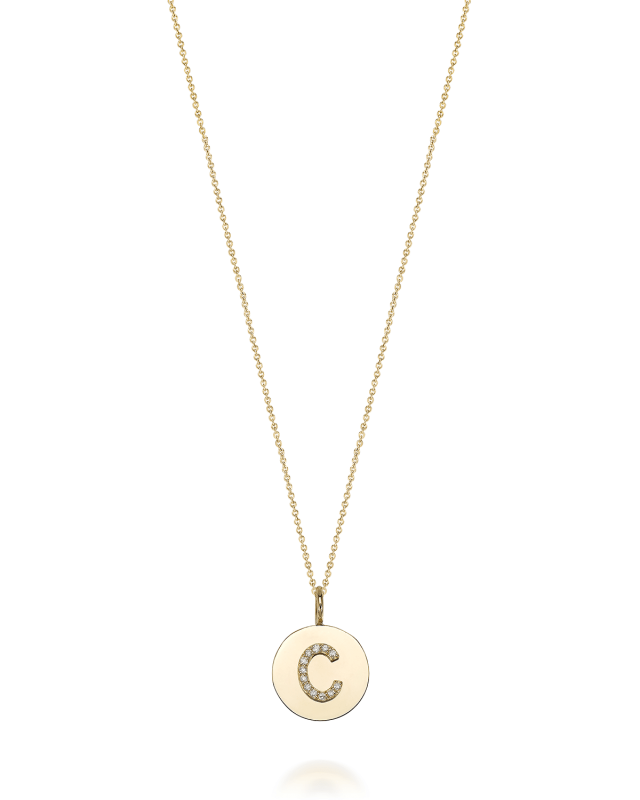 Kari 14K Gold Diamond Initial Medallion Necklace