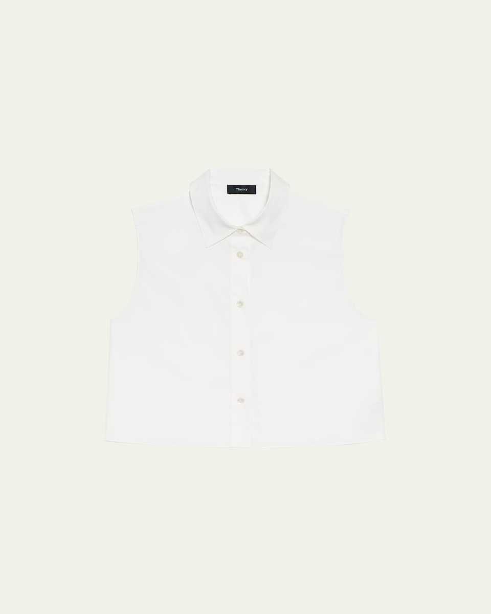 Cropped Sleeveless Cotton Shirt