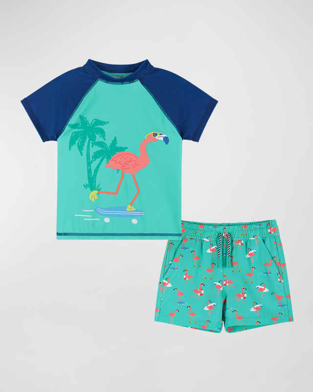 Boy's Graphic Two-Piece Rashguard Set, Size Newborn-24