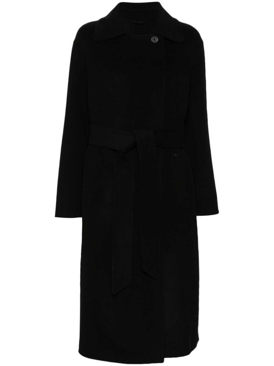 belted felted long coat