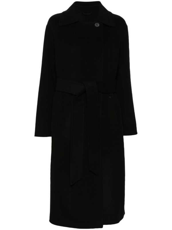 belted felted long coat