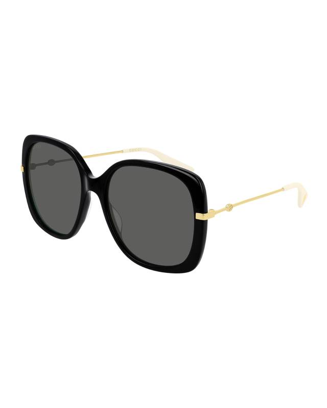 Acetate & Metal Rectangle Sunglasses
