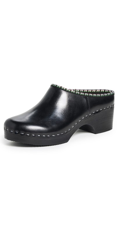 Loeffler Randall Maude Clog Mules Black/Floral Ribbon