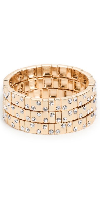Roxanne Assoulin Gold Tone Stretch Bracelets Shiny Gold
