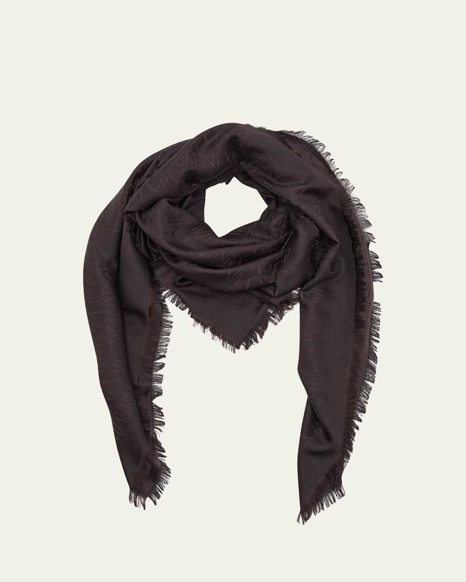 Grand Carre Jacquard Silk-Wool Scarf